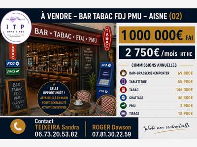 Vente bar tabac FDJ PMU dans une belle ville du 02