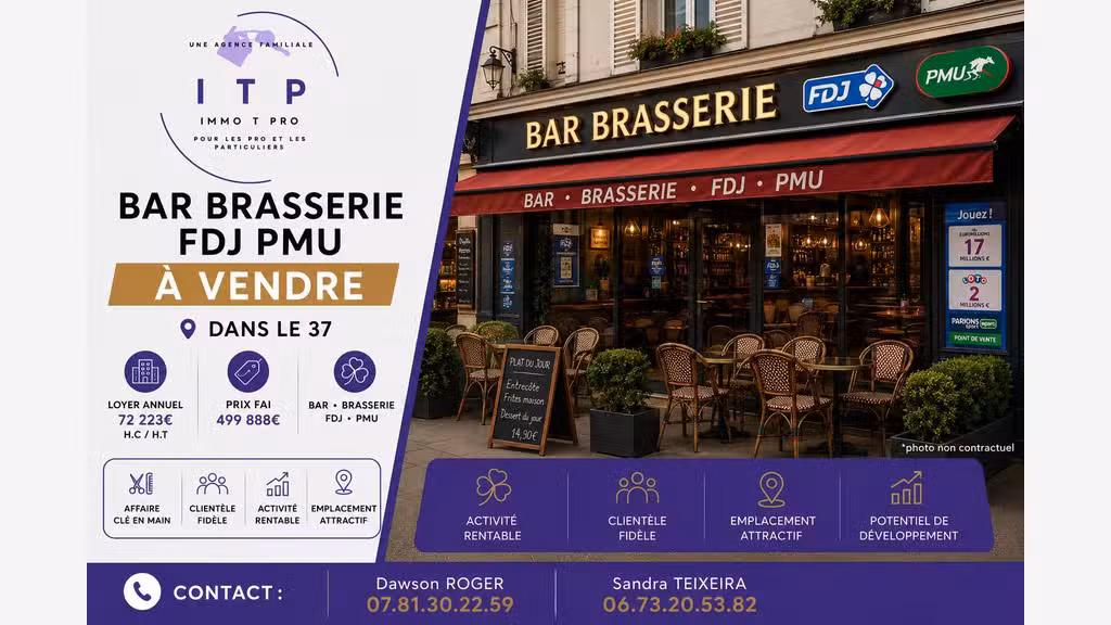Beau bar brasserie FDJ PMU en périphérie de Tours