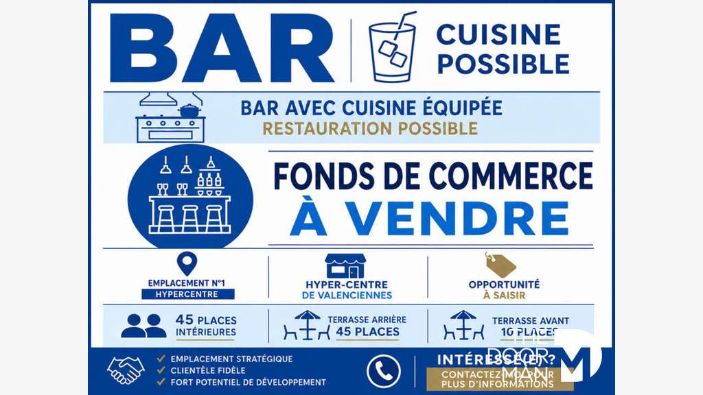 Vente bar brasserie licence IV Valenciennes centre