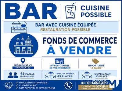 Vente bar brasserie licence IV Valenciennes centre