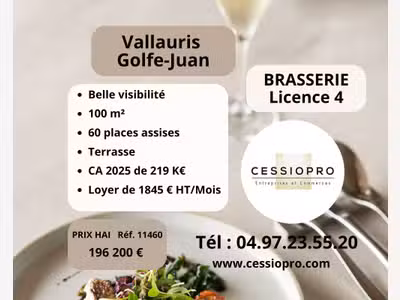 AV agréable brasserie lic 4 terrasse à Vallauris