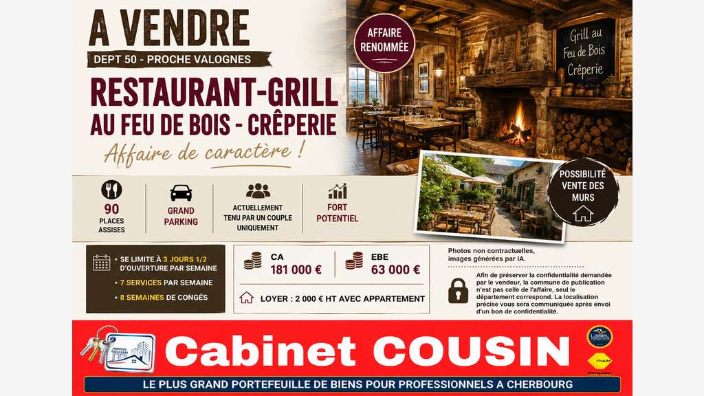 Vente restaurant grill crêperie proche de Valognes