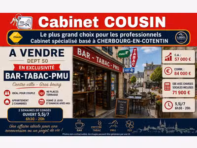 Vente bar tabac loto presse PMU à Valognes centre