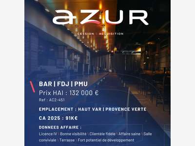 VENTE Bar FDJ PMU Licence IV dans le Haut Var