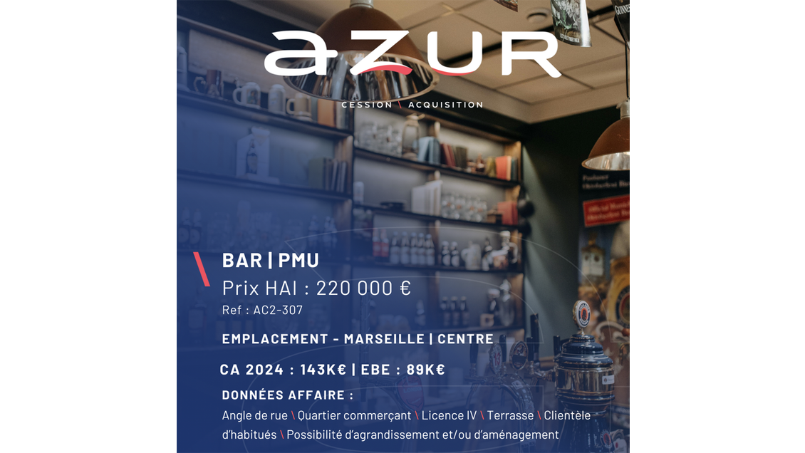 VENTE Bar Licence IV en angle avec terrasse