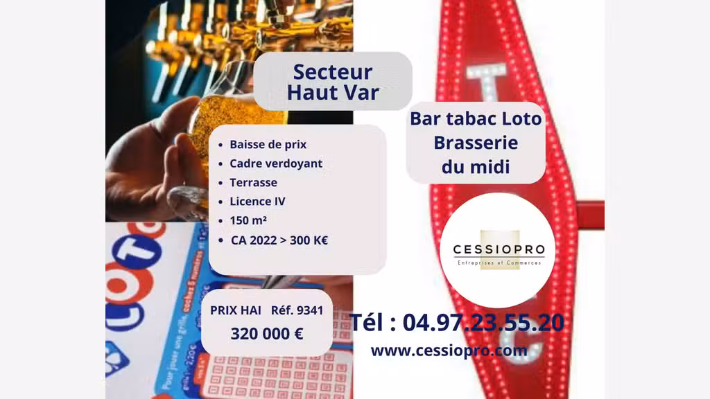 Vend bar tabac loto brasserie terrasse à Brignoles