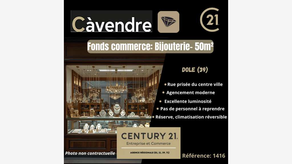 Vente FDC Bijouterie rue prisée du centre de Dole