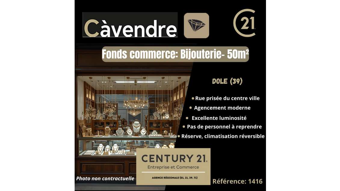Vente FDC Bijouterie rue prisée du centre de Dole
