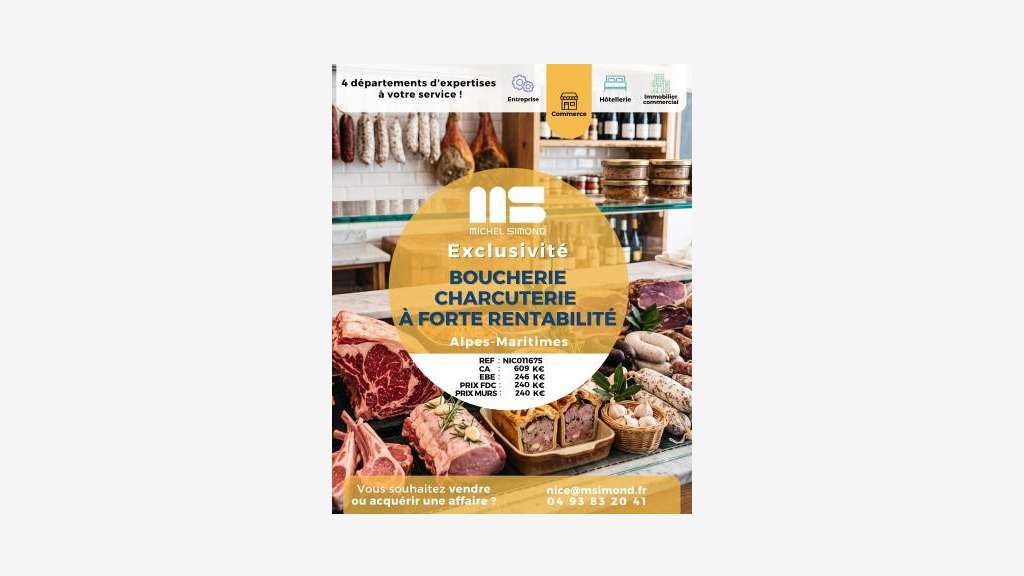 Vente boucherie charcuterie dept Alpes Maritimes