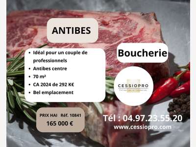 Cède boucherie bien placée bon CA à Antibes centre