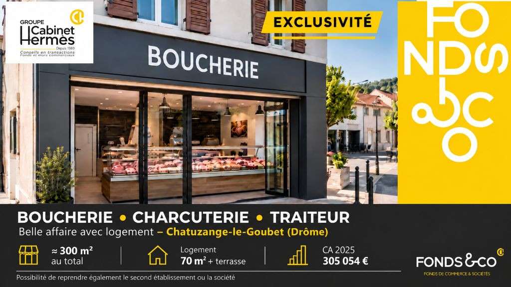 Vente boucherie charcuterie à Chatuzange Le Goubet