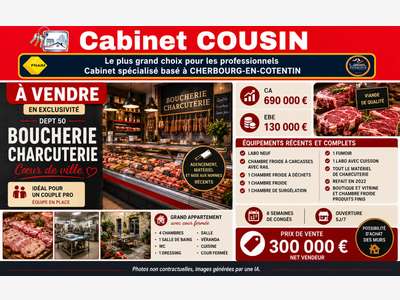 Vente boucherie charcuterie en centre ville Manche