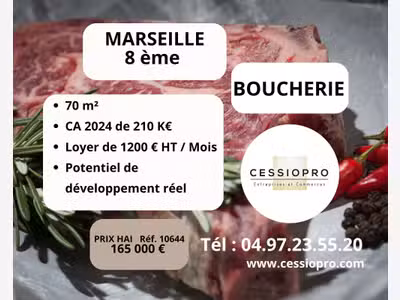 Vente boucherie dernier ca 210k€ à Marseille 8