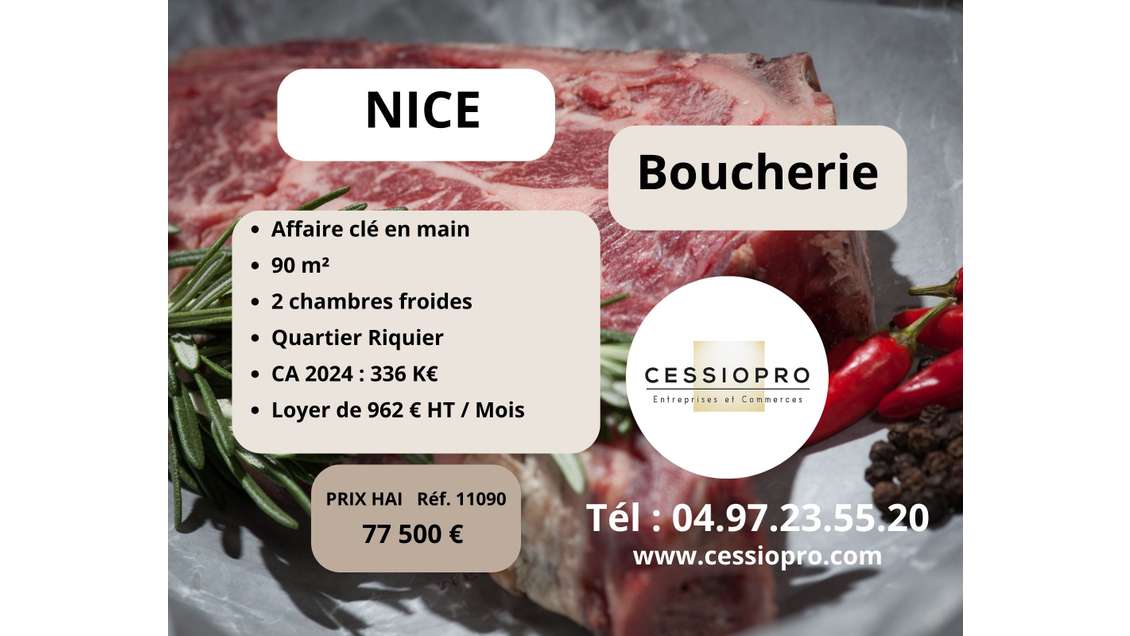 Vente boucherie équipement complet à Nice Riquier