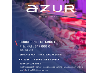 Vente Boucherie - Charcuterie à Bandol