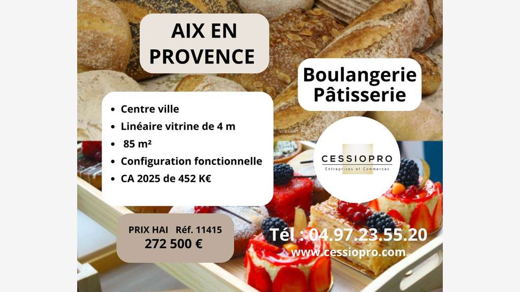 Vente boulangerie pâtisserie à Aix-en-Provence