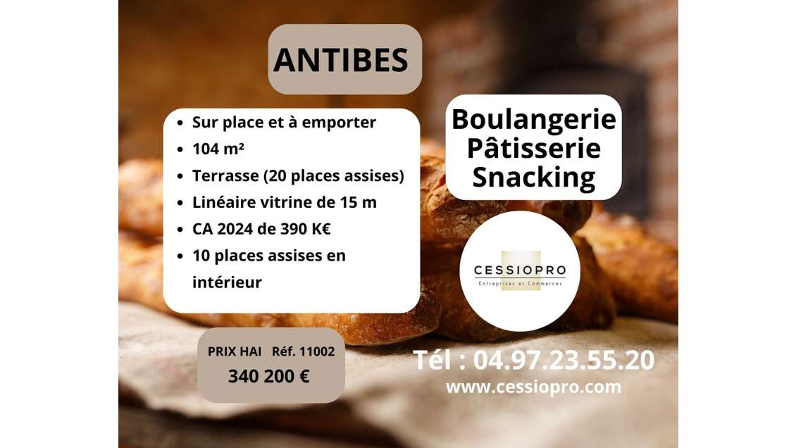Boulangerie-pâtisserie-snacking à vendre Antibes