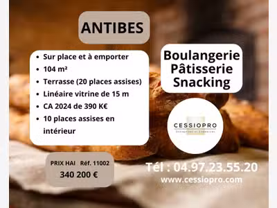 Boulangerie-pâtisserie-snacking à vendre Antibes