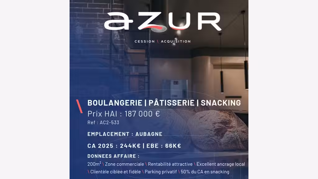 VENTE Boulangerie Snacking à Aubagne