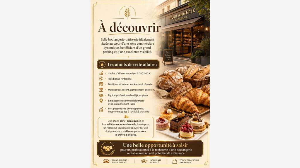 Vente belle boulangerie-pâtisserie en zc à Auray