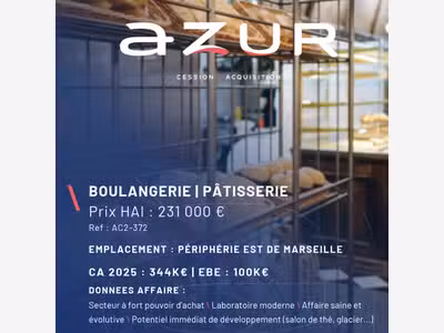 VENTE Boulangerie d'angle périphérie Est Marseille