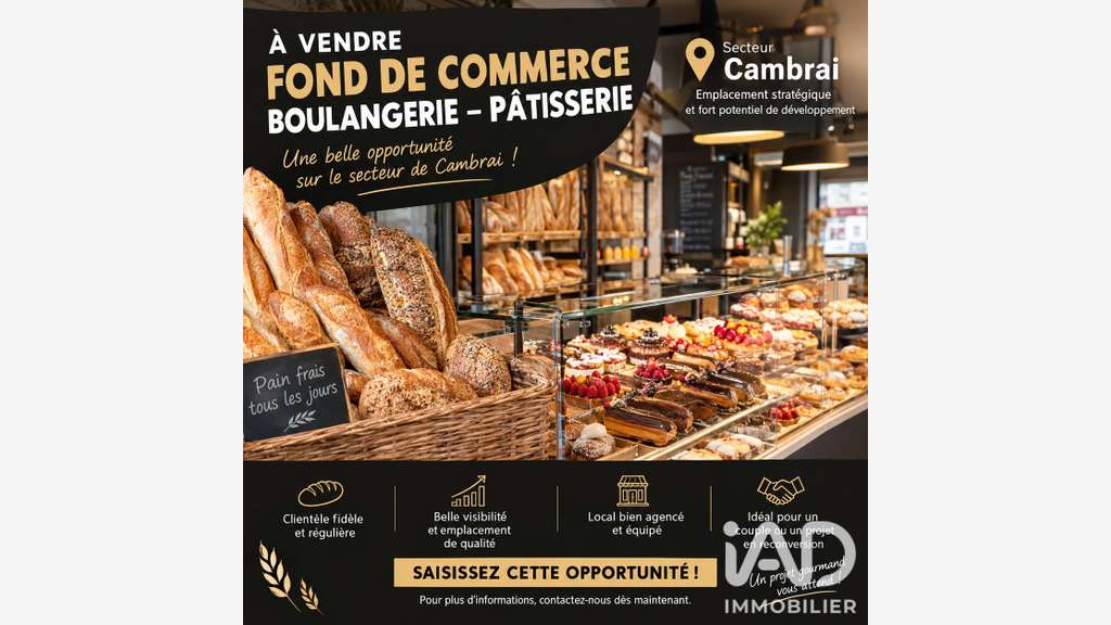 Vente belle boulangerie patisserie à Cambrai