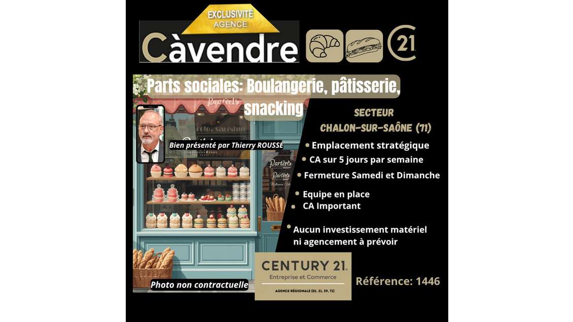 Vente FDC boulangerie pâtisserie Chalon sur Saône