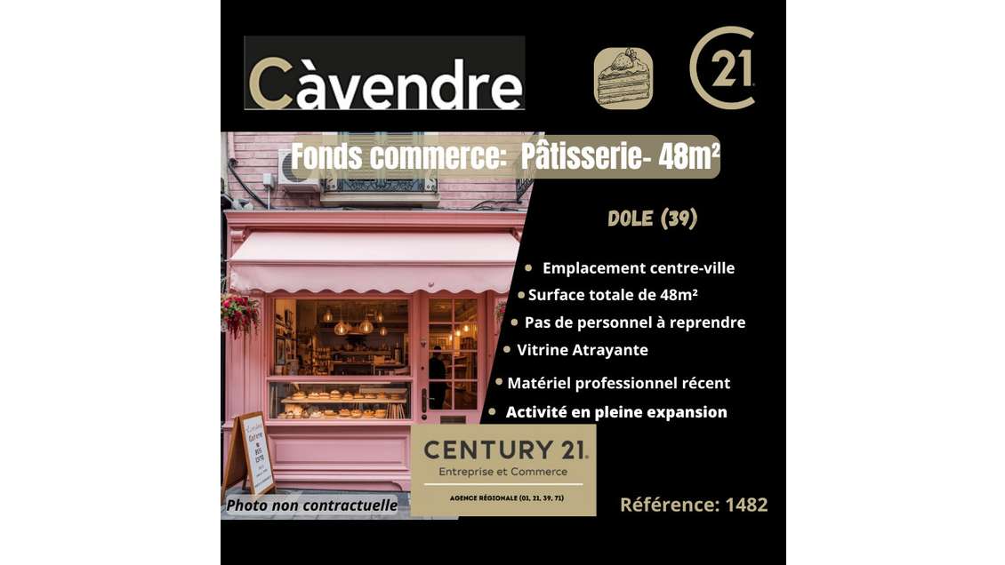A vendre FDC jolie pâtisserie à Dole centre (39)