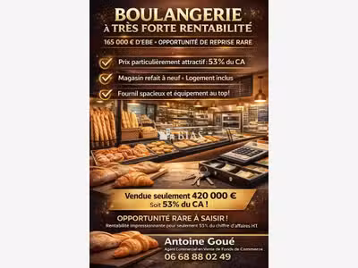 AV boulangerie à très forte rentabilité dept Eure