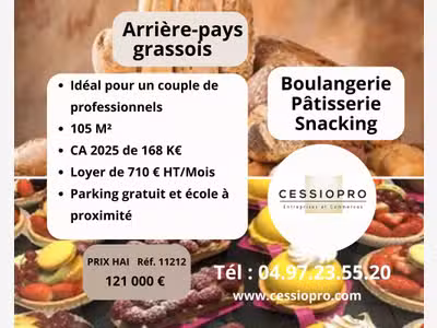 Vente boulangerie pâtisserie arrière pays Grassois