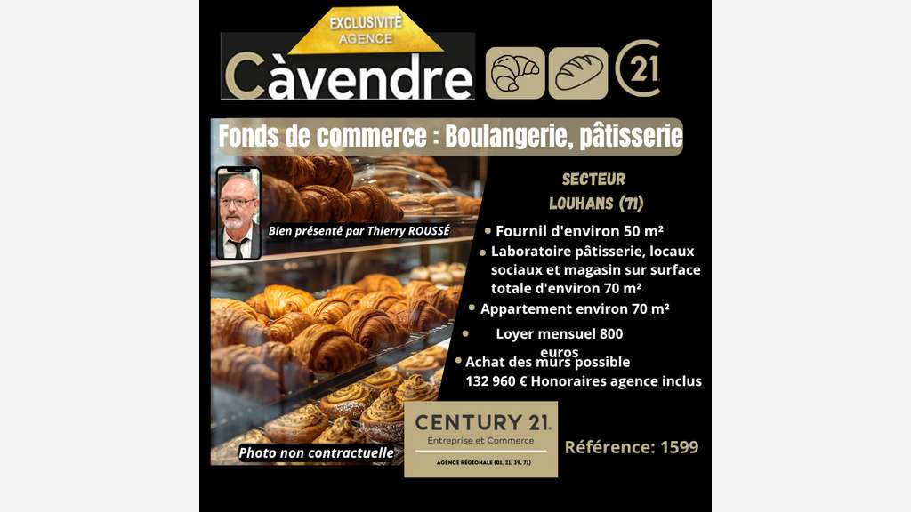 Vente FDC boulangerie pâtisserie secteur Louhans 