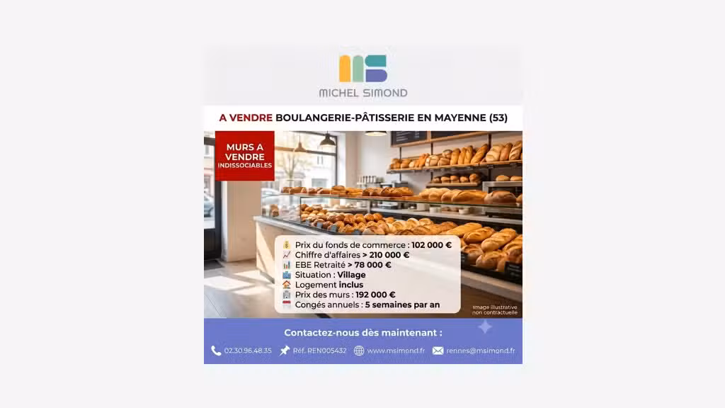 Vente murs et fonds boulangerie pâtisserie Laval