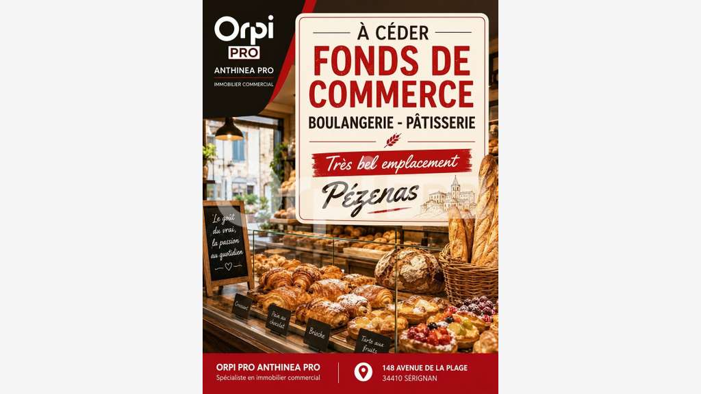 Cède boulangerie-pâtisserie-snack empl N°1 Pezenas