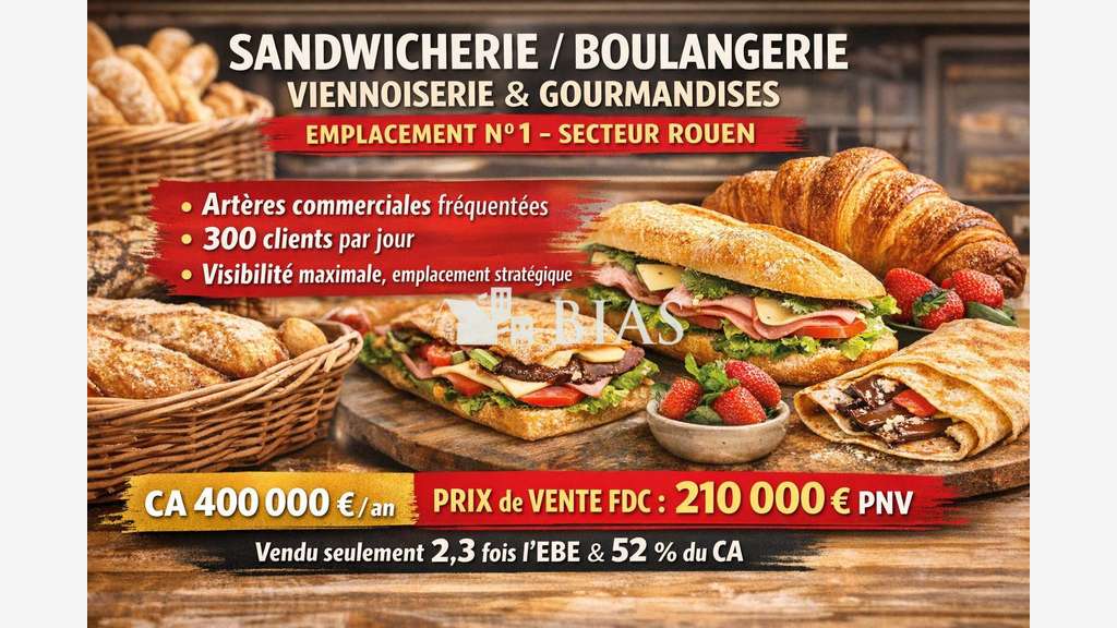 Vente boulangerie viennoiserie empl N°1 sur Rouen