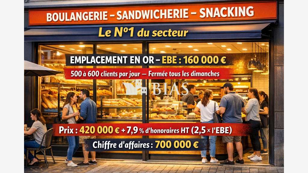 Vente boulangerie sandwicherie snacking dept 76