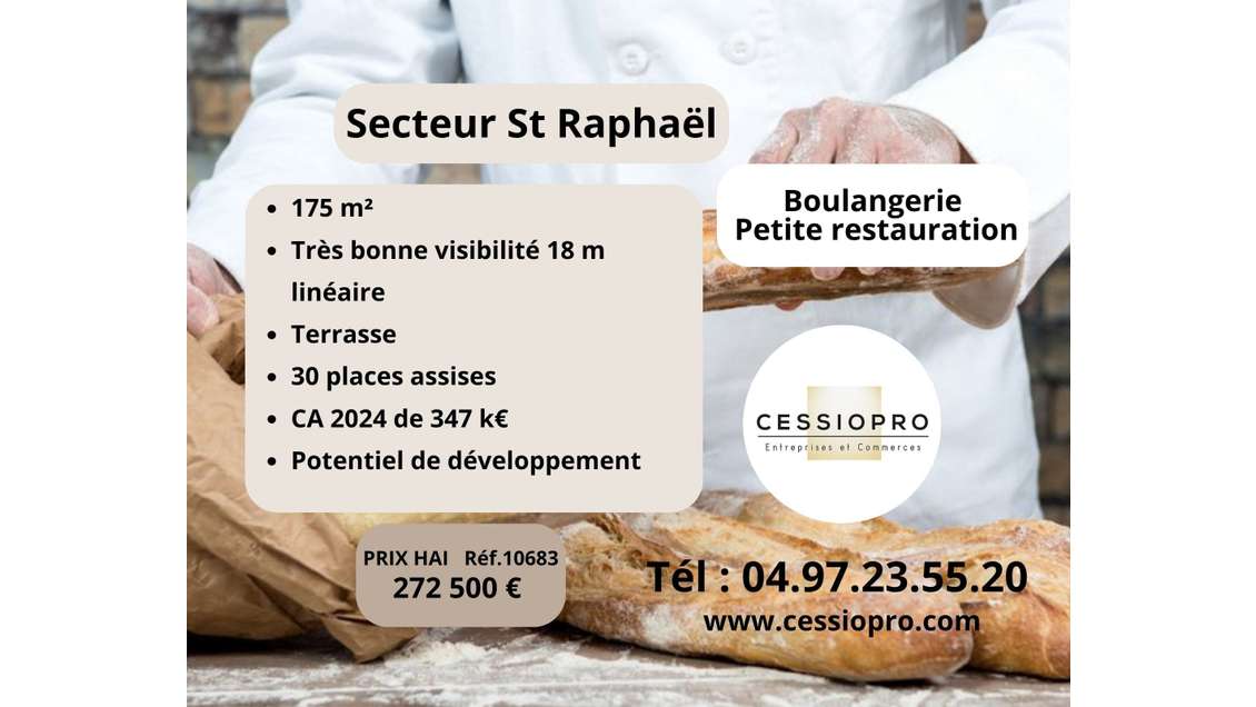 Vente boulangerie petite restauration à St Raphaël