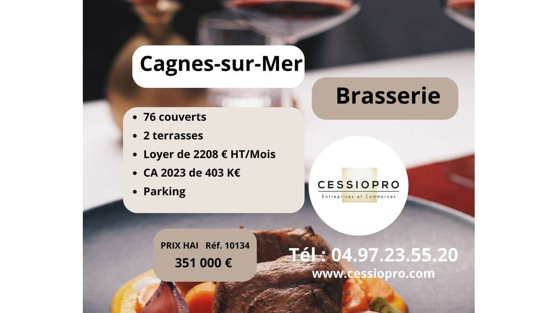 Vente brasserie 100m² + 2 terrasses Cagnes sur Mer