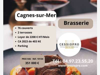 Vente brasserie 100m² + 2 terrasses Cagnes sur Mer
