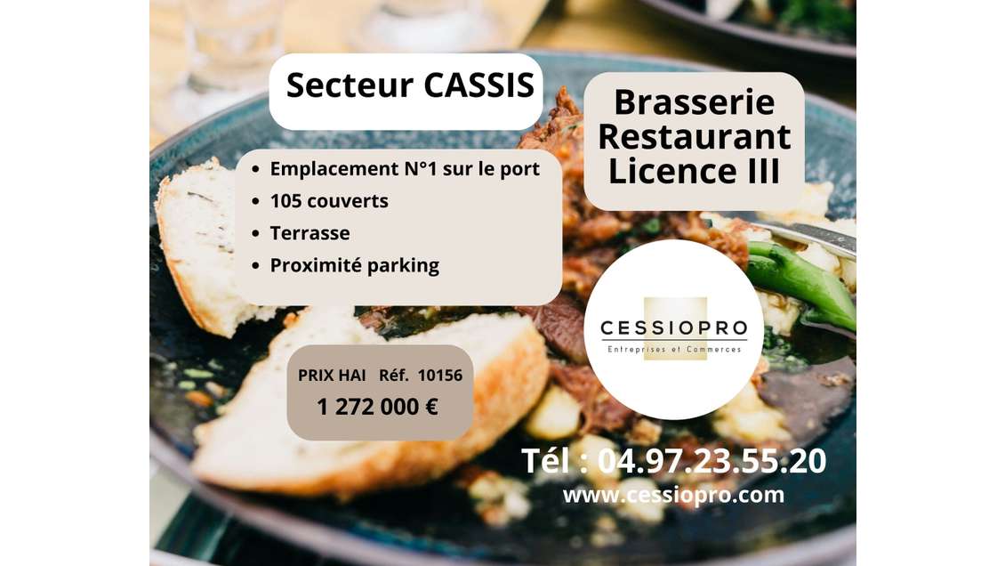 Vente brasserie restaurant lic 3 empl N°1 à Cassis