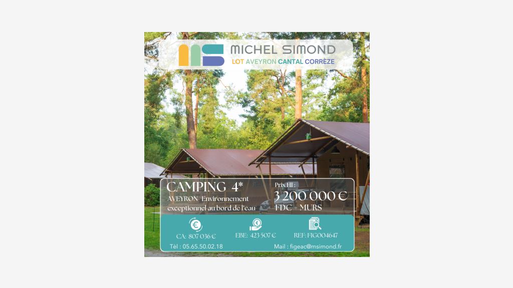 Vente camping **** gîte bar licence IV en Aveyron