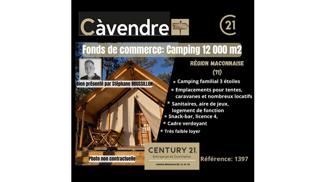 Vente camping 3 *** en région maconnaise