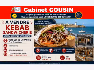 Vente kebab Côte Est de la Manche très touristique