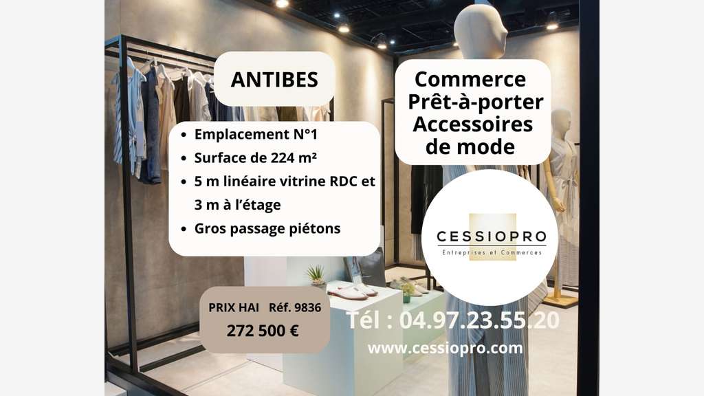 Cède FDC prêt à porter accessoires de mode Antibes