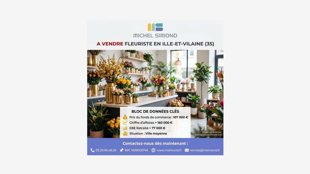 AV fleuriste en Ille-et-Vilaine -  C.A. + 160K€