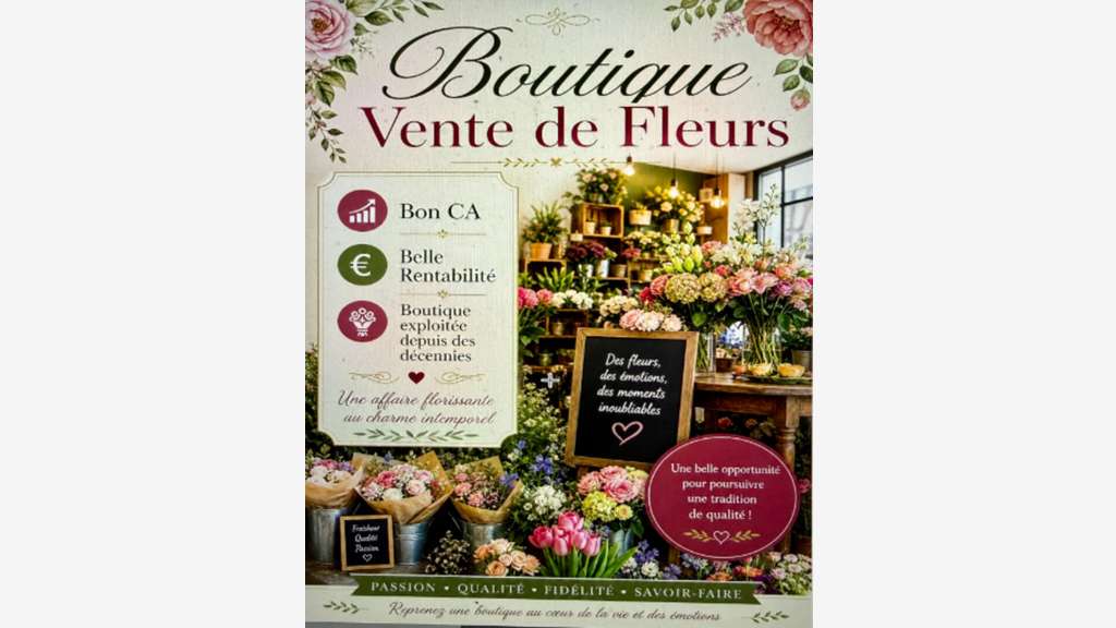 Vente FDC magasin de fleurs au coeur de la Bresse