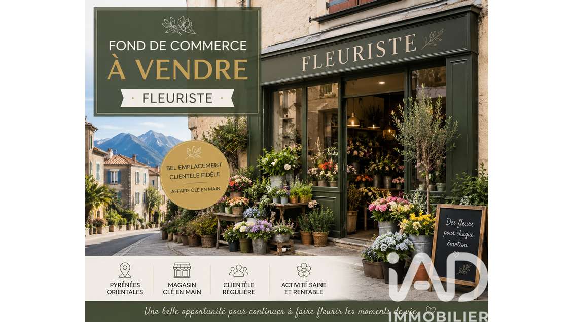 Cède FDC fleuriste 45m² Le Boulou empl stratégique