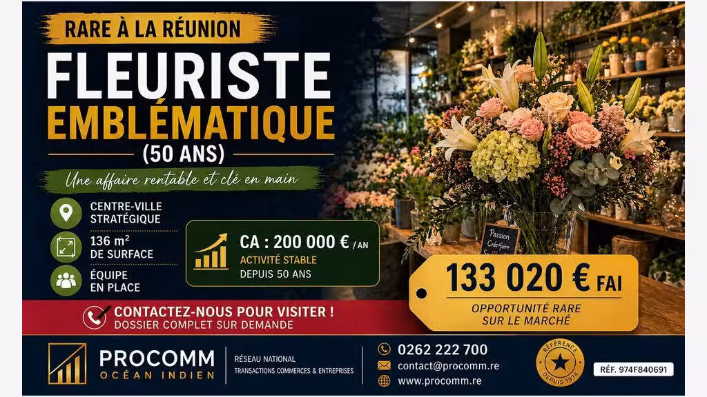 Vente FDC fleurs déco et accessoires à Saint Leu