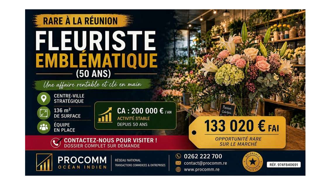 Vente FDC fleurs déco et accessoires à Saint Leu