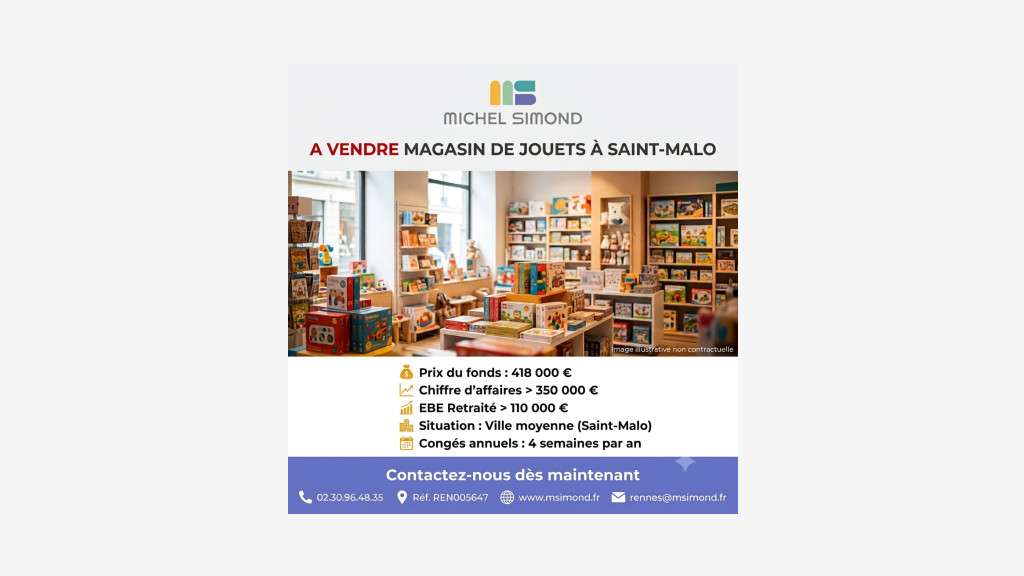 Vente magasin jouets Centre Saint-Malo emplac. N°1