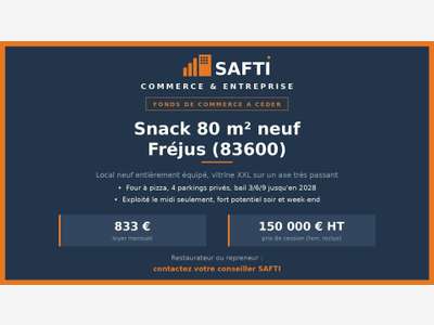 Vente snack clés en main emplacement en or Fréjus